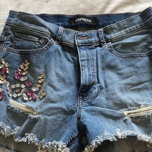 EXPRESS Shortie High Rise Embellished Jean Short
